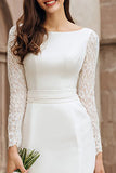 Ivory Bodycon Long Sleeve Engagement Dress with Lace