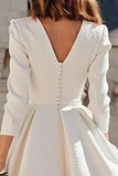 Ivory A Line 3/4 Sleeve V Neck Engagement Dress