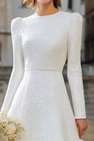 Long Sleeve Ruffled Ivory Midi Engagement Dress