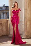 Fuchsia One Shoulder Mermaid Satin Prom Dress