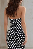 Mermaid Black White Dot Sweetheart Long Prom Dress