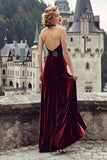 Halter Velvet Burgundy Bowed Holiday Party Dress with Sash