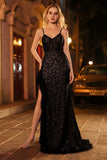 Sparkly Black Mermaid Prom Dress with Ruffles