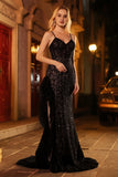 Sparkly Black Mermaid Prom Dress with Ruffles