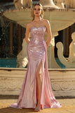 Dark Green Strapless Mermaid Corset Prom Dress with Side Cape