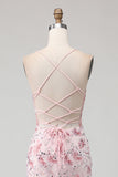 Pink Corset Mermaid Sequin Prom Dress with Appliques