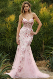 Black Floral Mermaid Tulle Corset Beaded Long Prom Dress