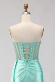 Sparkly Mint Green Strapless Corset Mermaid Prom Dress
