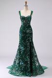 Dark Green Sequin Mermaid Long Prom Dress With Slit