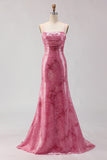 Sparkly Pink Mermaid Long Prom Dress