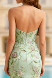 Mermaid Halter Dusty Sage Floral Tulle Prom Dress