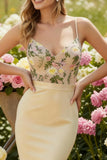 Mermaid Champagne Embroidered Long Prom Dress