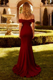 Burgundy Off the Shoulder Mermaid Formal Dress