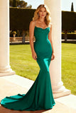 Peacock Green Mermaid Formal Dress with Rhinestones