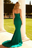 Peacock Green Mermaid Formal Dress with Rhinestones