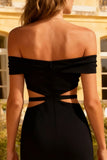 Off the Shoulder Cut Out Bodycon Little Black Dress