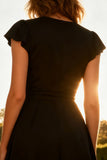 Cap Sleeve V Neck A Line Short Little Black Dress