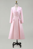 Dark Green A-Line Peak Lapel Midi Work Dress
