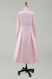 Dark Green A-Line Peak Lapel Midi Work Dress
