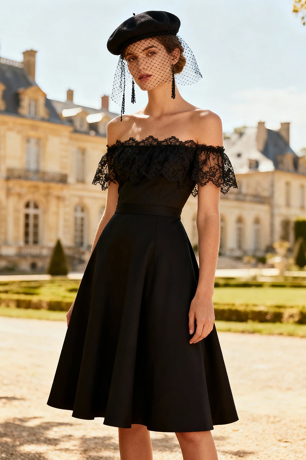 WEDTREND Women Off the Shoulder Little Black Dress A Line Short Party Dress with Lace Wedtrend UK WEDTREND Women Off the Shoulder Little Black Dress A Line Short Party Dress with Lace Wedtrend UK