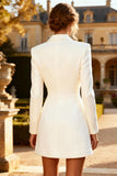 White Peaked Lapel Slim Fit Short Engagement Dress