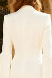 Peaked Lapel White Single Buckle Short Engagement Dress