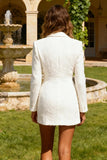 Peaked Lapel White Bodycon Double Breasted Engagement Dress