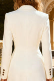 White Peaked Lapel Double Breasted Short Engagement Dress