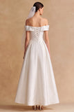 Off the Shoulder Bowed A Line White Maxi Engagement Dress