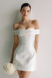 White Off the Shoulder Bodycon Satin Engagement Dress