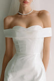 White Off the Shoulder Bodycon Satin Engagement Dress