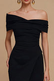 Black Off the Shoulder Bodycon Midi Formal Dress