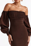 Off the Shoulder Bodycon Coffee Formal Dress