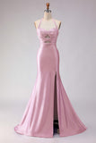Mermaid Lilac Beaded Halter Keyhole Long Prom Dress With Slit