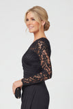 One Shoulder Black Mermaid Lace Long Mother of the Bride Dress