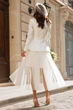 2 piece Ivory Long Sleeve Engagement Dress