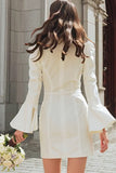 Ivory Long Sleeve Shawl Lapel Bodycon Engagement Dress