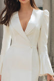 Ivory Long Sleeve Shawl Lapel Bodycon Engagement Dress