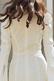 Ivory Long Sleeve Shawl Lapel Bodycon Engagement Dress