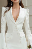 Ivory Bodycon Peaked Lapel Satin Short Engagement Dress