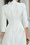 Notched Lapel Ivory A Line Short Engagement Dress