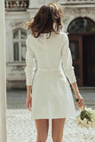 Long Sleeve Ivory Bodycon Short Engagement Dress