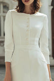 Long Sleeve Ivory Bodycon Short Engagement Dress