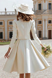 Long Sleeve 2 Piece Ivory A Line Short Engagement Dress