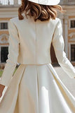 Long Sleeve 2 Piece Ivory A Line Short Engagement Dress