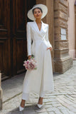 Peaked Lapel 2 Piece Ivory A Line Engagement Suits