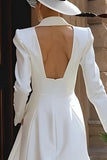Peaked Lapel 2 Piece Ivory A Line Engagement Suits