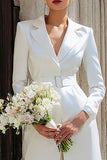Ivory Notched Lapel 2 Piece Engagement Suits with Belt