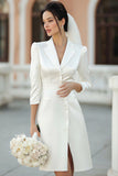 Ivory Notched Lapel A Line Short Engagement Dress