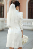 Ivory Notched Lapel A Line Short Engagement Dress